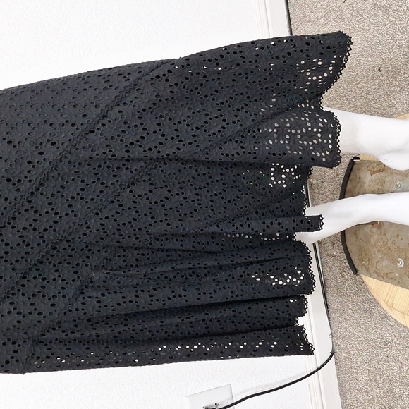 Coldwater Creek Black Eyelet Whimsigoth Witchy Romantic Goth A-Line Maxi Skirt L - Picture 2 of 10